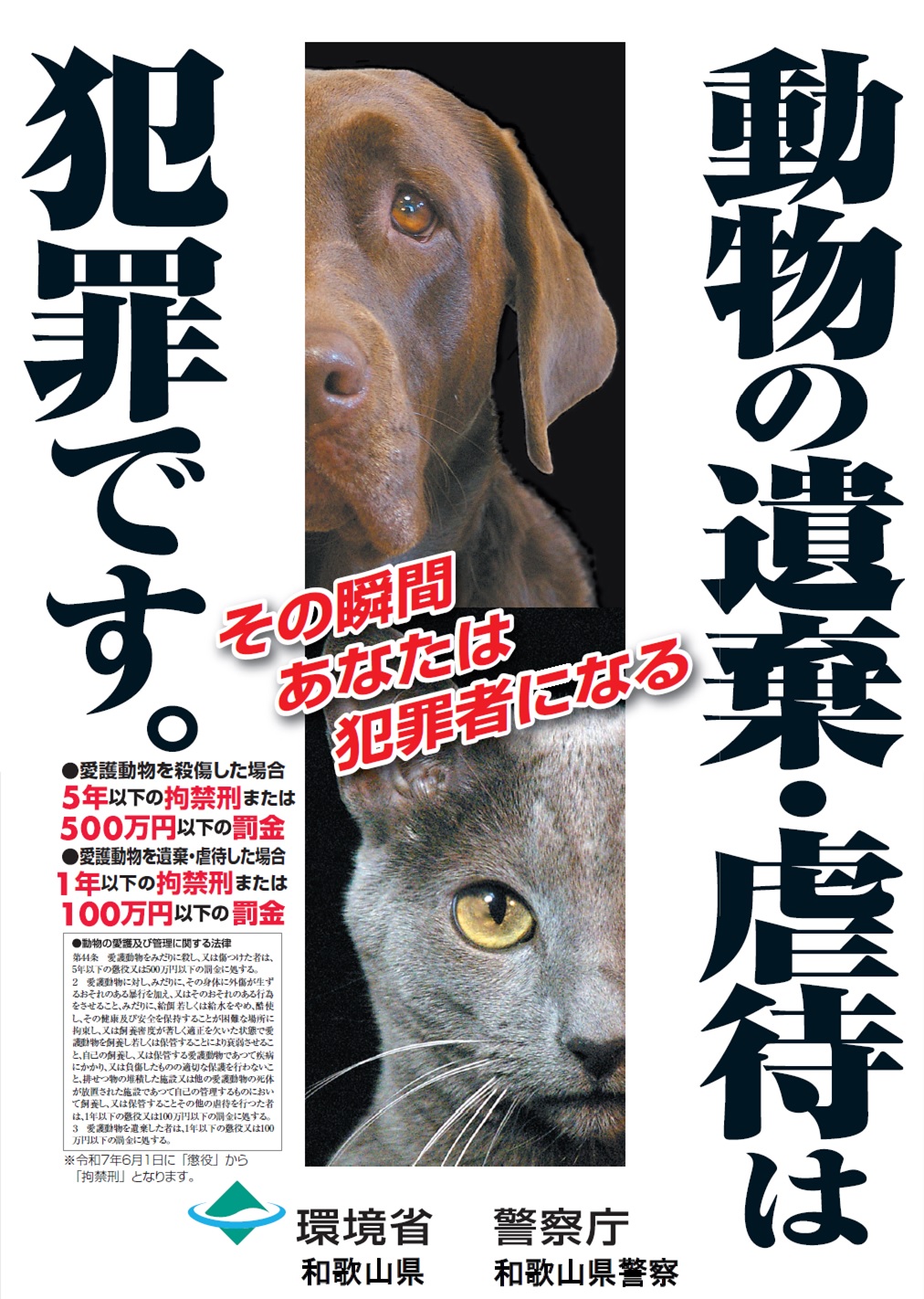 動物の遺棄・虐待は犯罪です