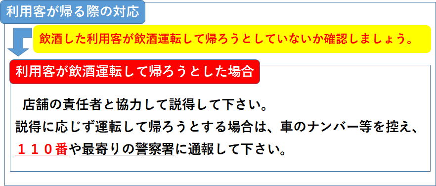 利用客が帰る際の対応